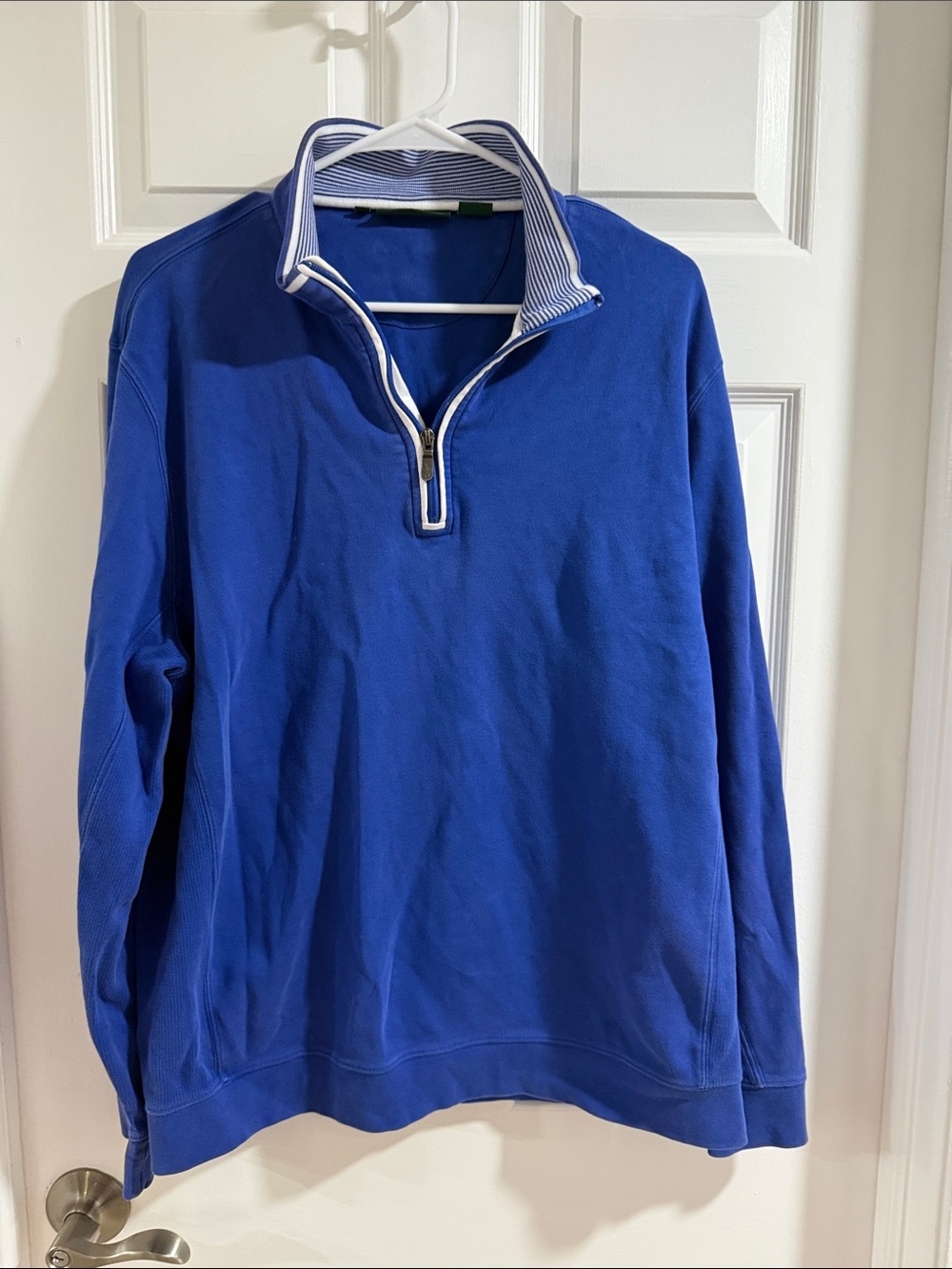 Bobby Jones Blue and White Zip-Front Golf Polo